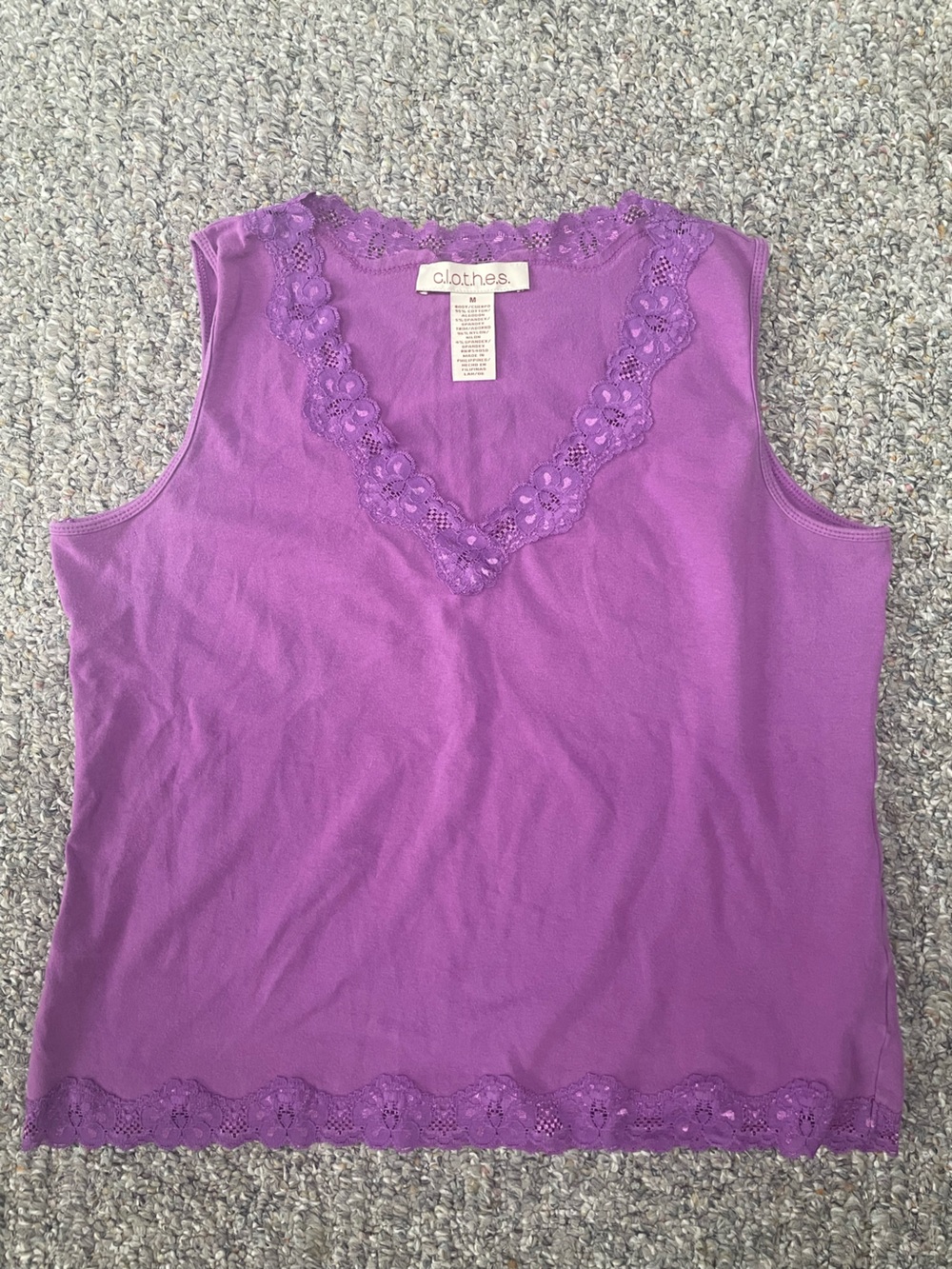 Women's Lace-Trim Sleeveless Top - Purple